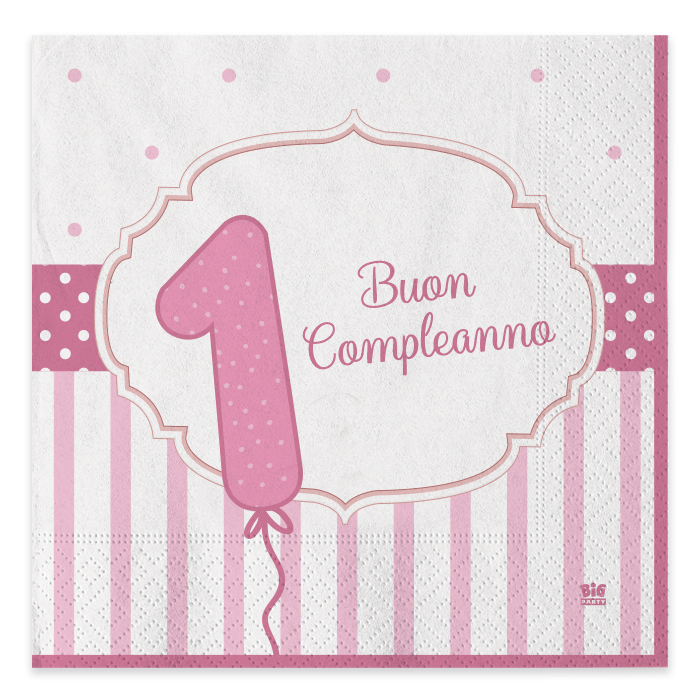 TOVAGLIOLI BUON PRIMO COMPLEANNO ROSA